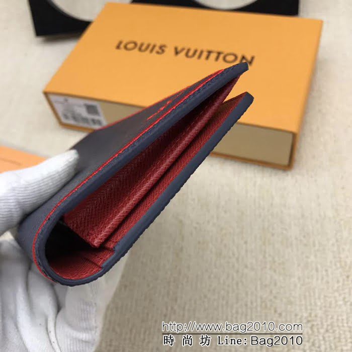 路易威登LV頂級原單 M66540十字紋繡邊藍LV錢夾 ZY1103
